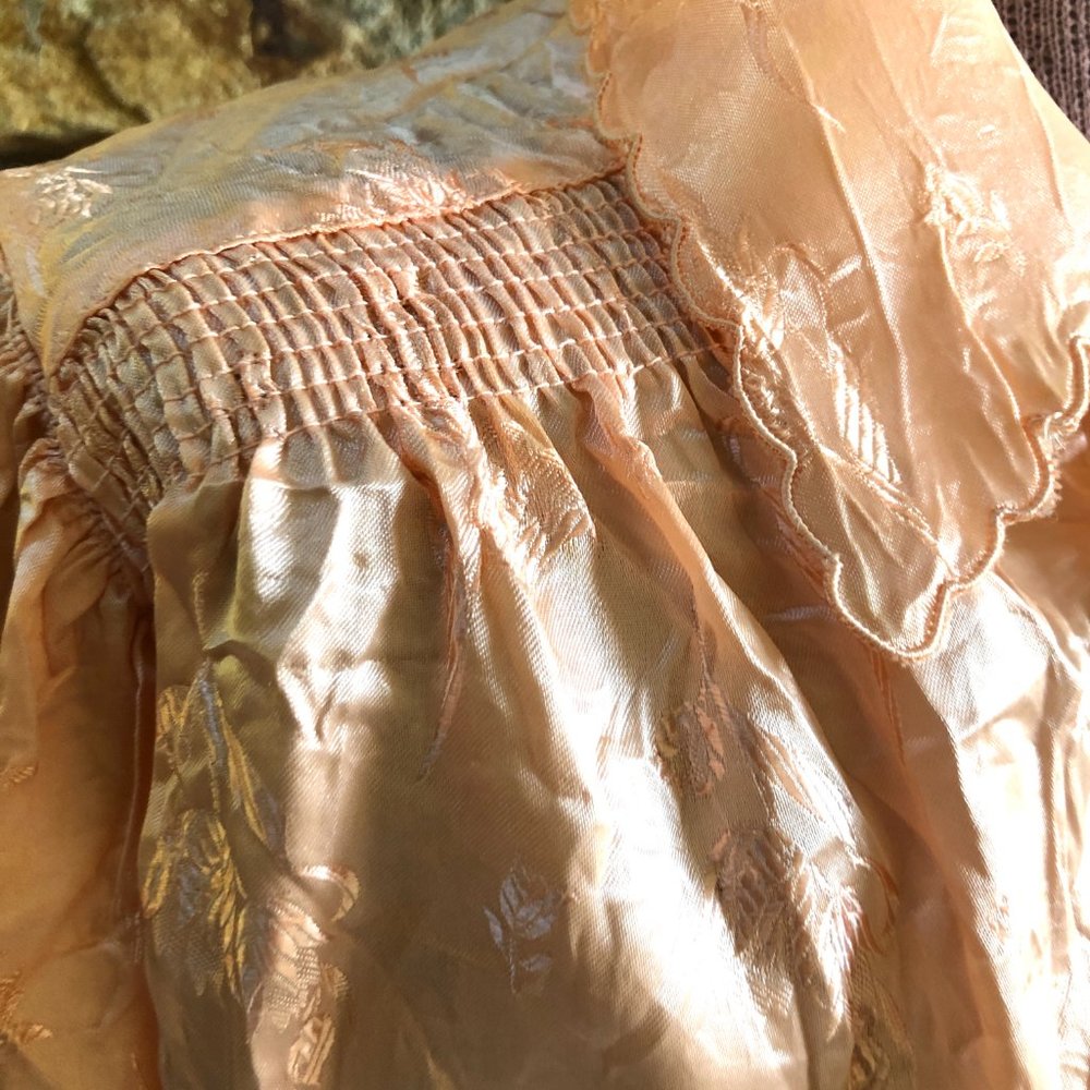 Vintage 1930s Coral Pink Satin Acetate Negligee Capelet Top Night Jacket - Picture 5 of 6